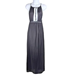 VTG Frederick's Of Hollywood | Halter Lace Open Front Nightgown | M Black Nylon - Picture 1 of 8