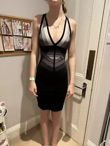 Herve Leger Black, grey body con dress sz XS - Picture 1 of 12