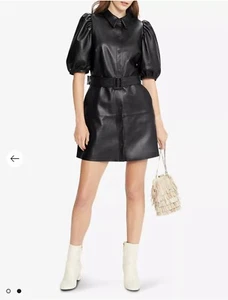 Ted Baker Black Mini Leather Dress - Picture 1 of 7