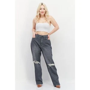 Universal Thread Women Distressed Straight Fit Jeans Washed Grey Sz 14/32R - Picture 1 of 11