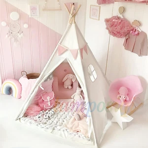 Large Kids Teepee Indian Tent Canvas Indoor&Outdoor Children DIY Play House Tent - Picture 1 of 15
