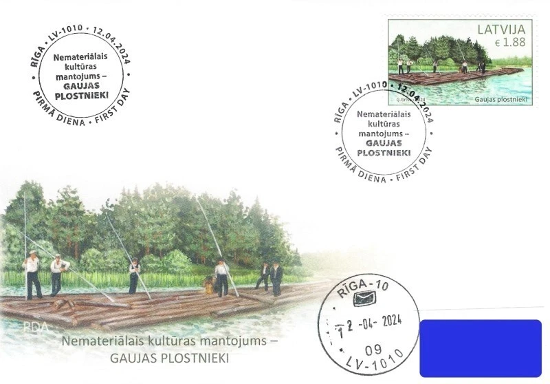 Latvia 2024 (06) Cultural heritage - Rafters of Gauja (addressed FDC) - Image 1 of 1