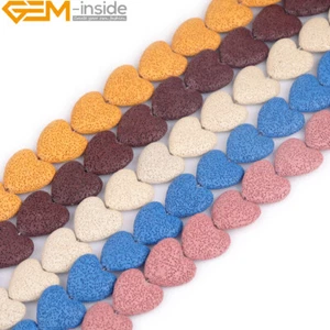 Volcanic Lava Rock Sponge Beads 15" Strand 27mm Heart Shape Natural Stone Loose - Picture 1 of 67