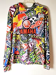 Racing Stickerbomb Rockstar Yamaha Hoodie Pullover Fullprint Polyester & Spandex - Picture 1 of 7