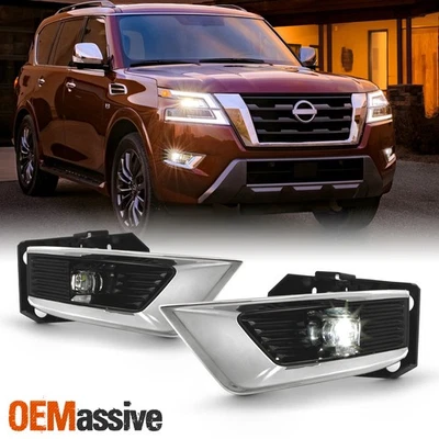 For 2021-2024 Nissan Armada LED Clear Fog Lights Pair w/ Wiring Harness Switch - Image 1 of 4