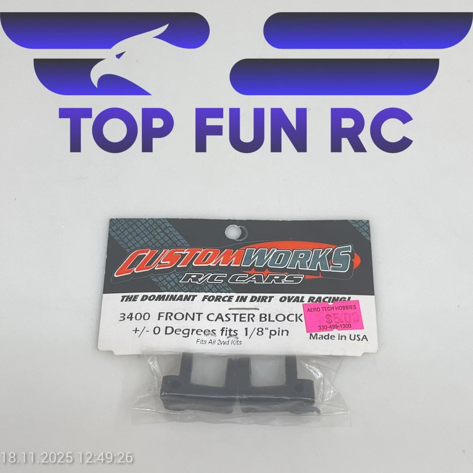 CUSTOM WORKS RC 3400 FRONT CASTER BLOCK FOR 1/8" PIN FOR ENFORCER 7 1/10 - Image 1 of 1