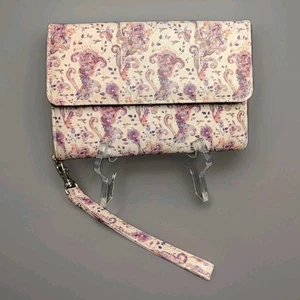 SAFE KEEPER CREME MIT LILA TON BLUMEN ARMBAND/GELDBÖRSE - Bild 1 von 17