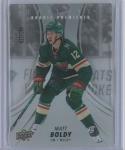 2022-23 Upper Deck Trilogy Rookie Premieres Acetate Matt Boldy RC /299 #RP-MB - Imagen 1 de 2
