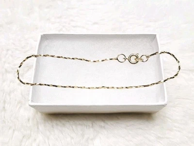 Vintage 7.5" 14k Yellow Gold Twisted Rope Chain Bracelet Pretty 😍 1.1 Gram VG+ - Image 1 of 4