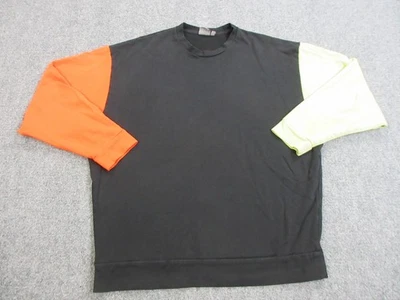 ASOS Sweater Mens Medium Long Sleeve Crewneck Colorblock Black Orange Yellow - Image 1 of 4