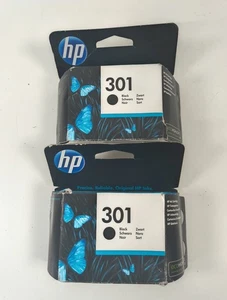 2x Oryginalny czarny wkład atramentowy do drukarki HP 301 wygasł 08/2016 - Zdjęcie 1 z 3
