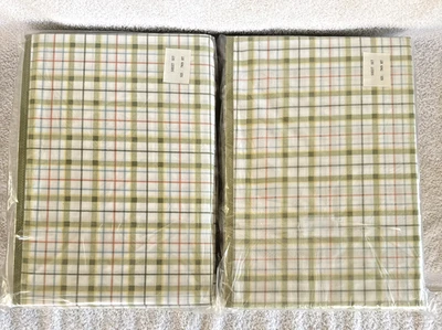 Casual Home Twin Sheet Set Cotton Green Yellow Orange Blue White Plaid 3 Pcs Set - Image 1 of 4