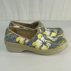 Dansko Clogs Shoes Womens 37 US Sz 6.5 7 Canvas Jute Hibiscus Tropical Comfort - Picture 1 of 7
