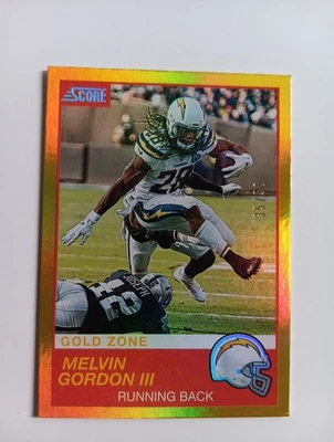 2019 Panini Score Football Melvin Gordon III GOLD ZONE #35/50 No. 23 Chargers - Image 1 of 3