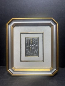 Vintage italienische Sterlingsilber Miniatur Relief Kunst Plakette 7"x6,5" - Bild 1 von 2