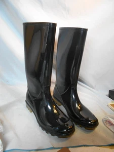 Botas de lluvia de goma Coach Logo talla 8 negras media pantorrilla nuevas - Imagen 1 de 2
