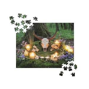 Pagan Altar Puzzle Wiccan Horned Skull Candles Forest Ritual Witchcraft Gift - Picture 1 of 7