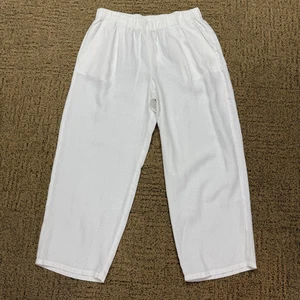 Eileen Fisher weiße Hose gerades Bein 100 % Leinen Größe M neu mit Etikett $ 168 - Bild 1 von 4