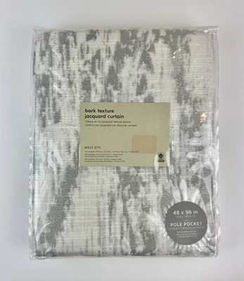 West Elm Corteza Textura Jacquard Cortina Gris Platino Bolsillo Poste 48" x 96" NUEVO Foto 1 de 4