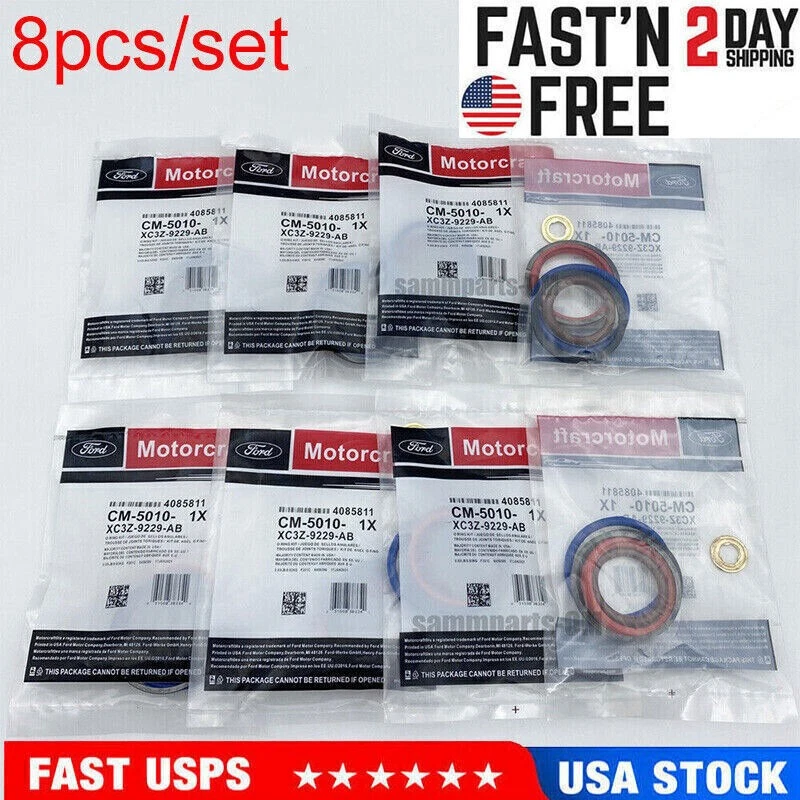 8 Pack OEM Injector O-Ring Kit For 7.3 Power Stroke Ford CM5010 XC3Z9229AB - Изображение 1 из 4