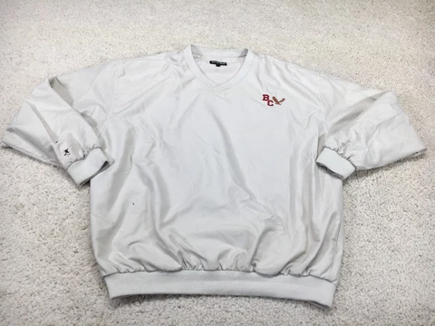 Boston College Eagles Sweater Mens Large Beige Windbreaker Football Logo NCAA Cover