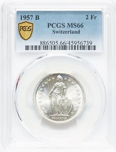 Switzerland - 1957 Confederation 2 Francs - PCGS MS66 - LUSTROUS GEM! - Picture 1 of 3