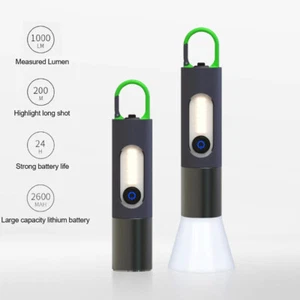 Zoomable LED Flashlight Emergency Rechargeable Searchlights w/ Press-Type Hook - Picture 1 of 15