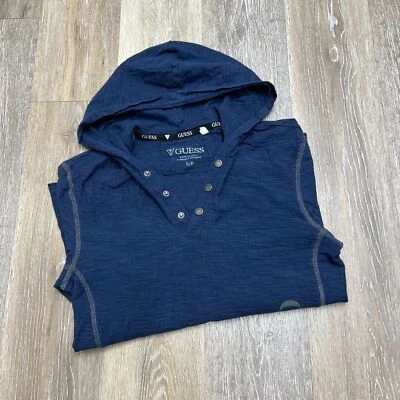 GUESS кнопка спереди графический длинным рукавом синий с капюшоном рубашка женский размер маленький - Изображение 1 из 4