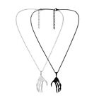 2Piece Hip Hop Skull Hand Heart Pendant Necklace Gothic Couple Clavicle Chain