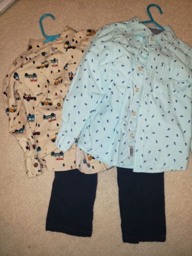 Boys 4t Dress Clothes Lot. 2 button down dress shirts and navy blue dress pants