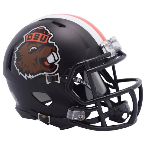 Oregon State Beavers Satin Matte Black NCAA Riddell SPEED Mini Football Helmet Cover