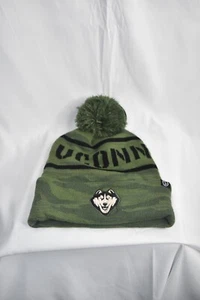 UCONN Huskies/Warm Winter Pom Pom Beanie/Green Camo with Husky logo NWT - Picture 1 of 3