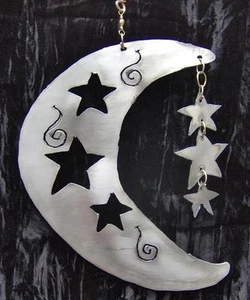 MOND N STERNE hängend himmlisch Metall Garten Hof KUNST - Bild 1 von 1