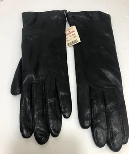 Lord and Taylor Damen schwarze Lederhandschuhe Größe 7,5 Kaschmir gefüttert Neu mit Etikett Zustand - Bild 1 von 8