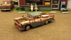 CUSTOM BUILT WEATHERED RUSTY JUNK PARTS YARD 1957 FORD RANCHERO CAR TRUCK 1:64/C - Picture 1 of 16