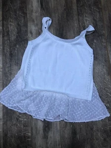 Club Monaco White Knit With Polka-dot Trim Tank Top Blouse Sz S 🐚 - Picture 1 of 12