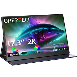 17.3 Inch UPERFECT 2K Gaming Monitor Portable 2560x1440 HDMI USB-C 100% sRGB - Picture 1 of 7