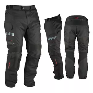 Pantaloni Impermeabile Moto Termica Estraibile Strisce Riflettenti Nero - Picture 1 of 15