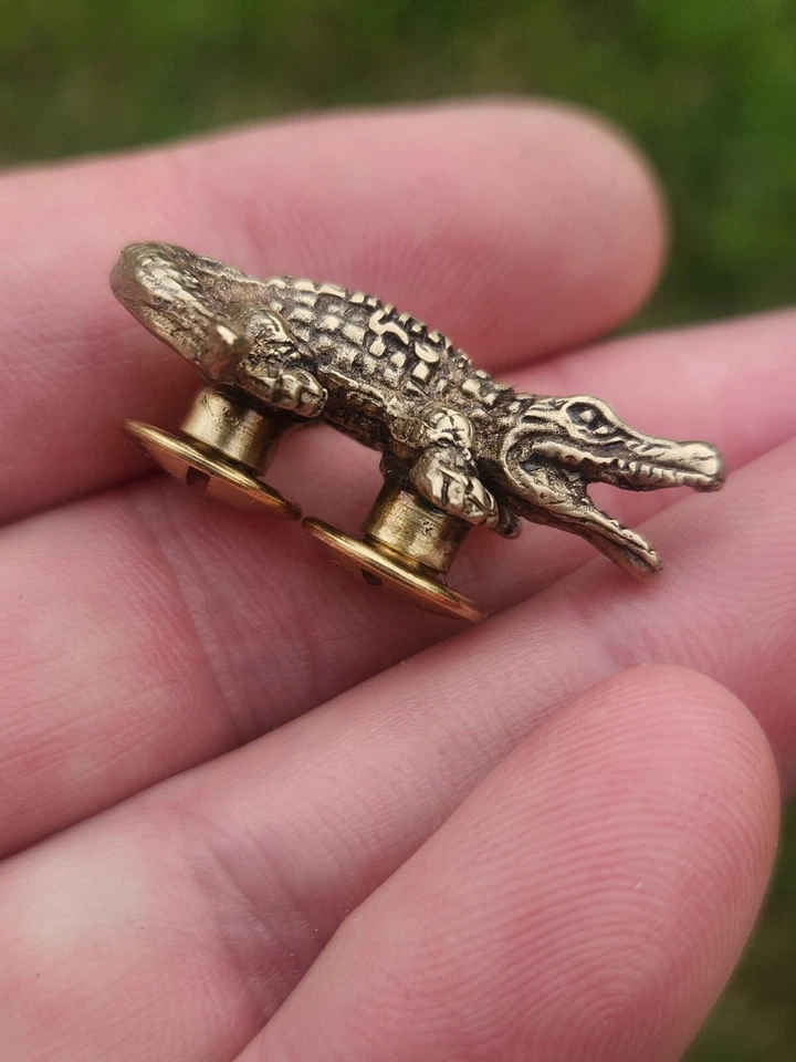 Alligator  Concho leather accessory bronze  bag jacket shoes belt cuff bracelet - Image 1 of 4