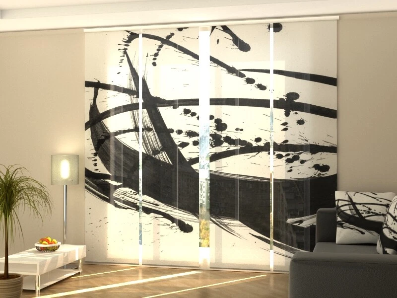 Foto-Schiebegardine Schwarz und Weiß abstrakt, Flächenvorhang mit Motiv, auf Maß - Bild 1 von 1