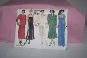 Raro Vintage Vogue 1480 Acampanado o Plisado Vestido Caída Patrón Talla 8 Corte - Imagen 1 de 2