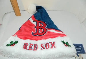 Boston Red Sox baseball Stripe SANTA HAT Adult size Cap MLB tailgate Party NWT - Picture 1 of 9