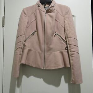 Good Condition Blanc Noir Pink Moto Jacket with Zipper Detail Size M