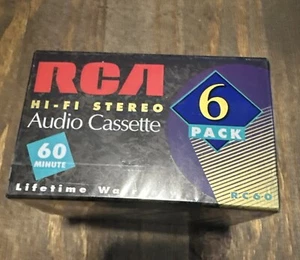 6 Pack RCA Audio Cassette Tapes New Sealed Package 60 Minutes Blank Hi Fi Stereo - Picture 1 of 3
