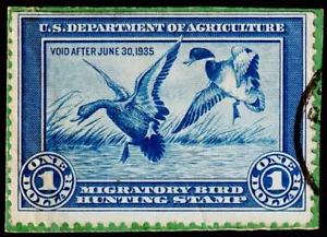 United States Hunting Permit Stamp Scott RW1 (1934) Used F, CV $175.00 C - Picture 1 of 1