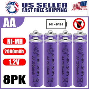8PCS AA Rechargeable Battery Batteries 1.2V 2000mAh AA Battery LOT US - Picture 1 of 6