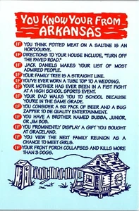 Humor Postcard You Know you are from Arkansas When  - Picture 1 of 4