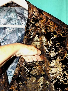 NWOT! SMOKING JACKET, SPORT COAT, FELT W/ SHINY GOLD, FULL MAP LINING, Sz S, 37 - Picture 1 of 12