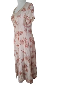 J. Taylor Pfirsich Blumen Fit and Flare Vintage Midikleid Gr. 10-12 - Bild 1 von 5