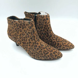Clarks Linvale Judith Ankle Boots Suede Leopard Print Pointed Toe Heel Brown 6 - Picture 1 of 5